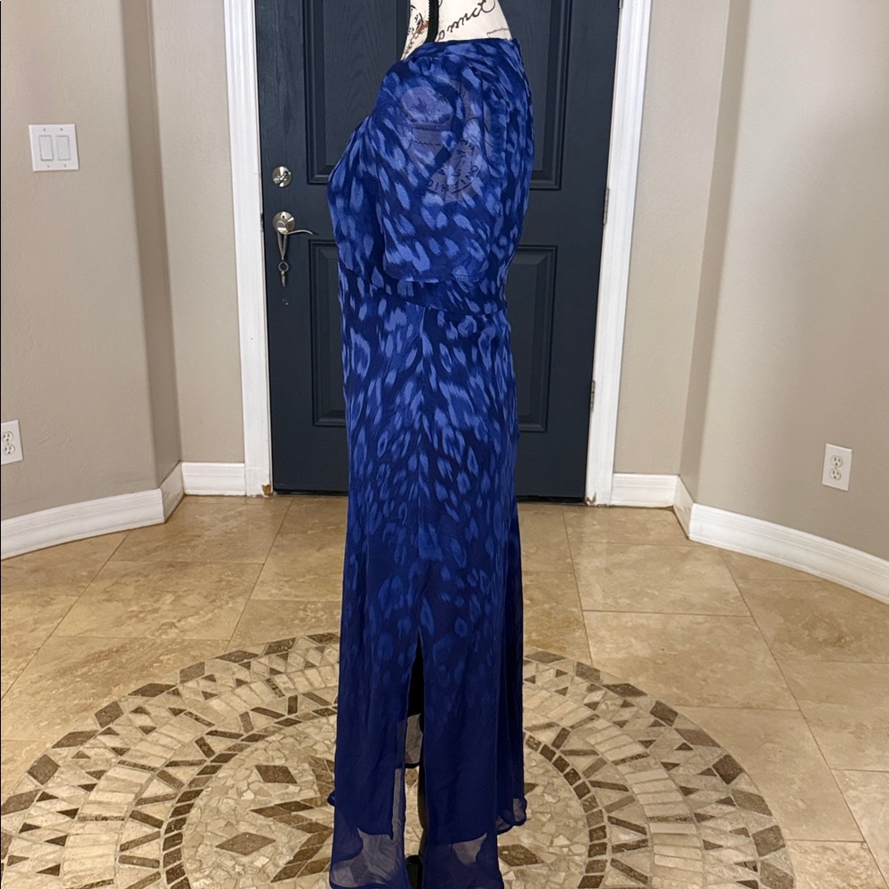 DKNY Elegant Blue Leopard Print Dress 2 - Picture 7 of 11